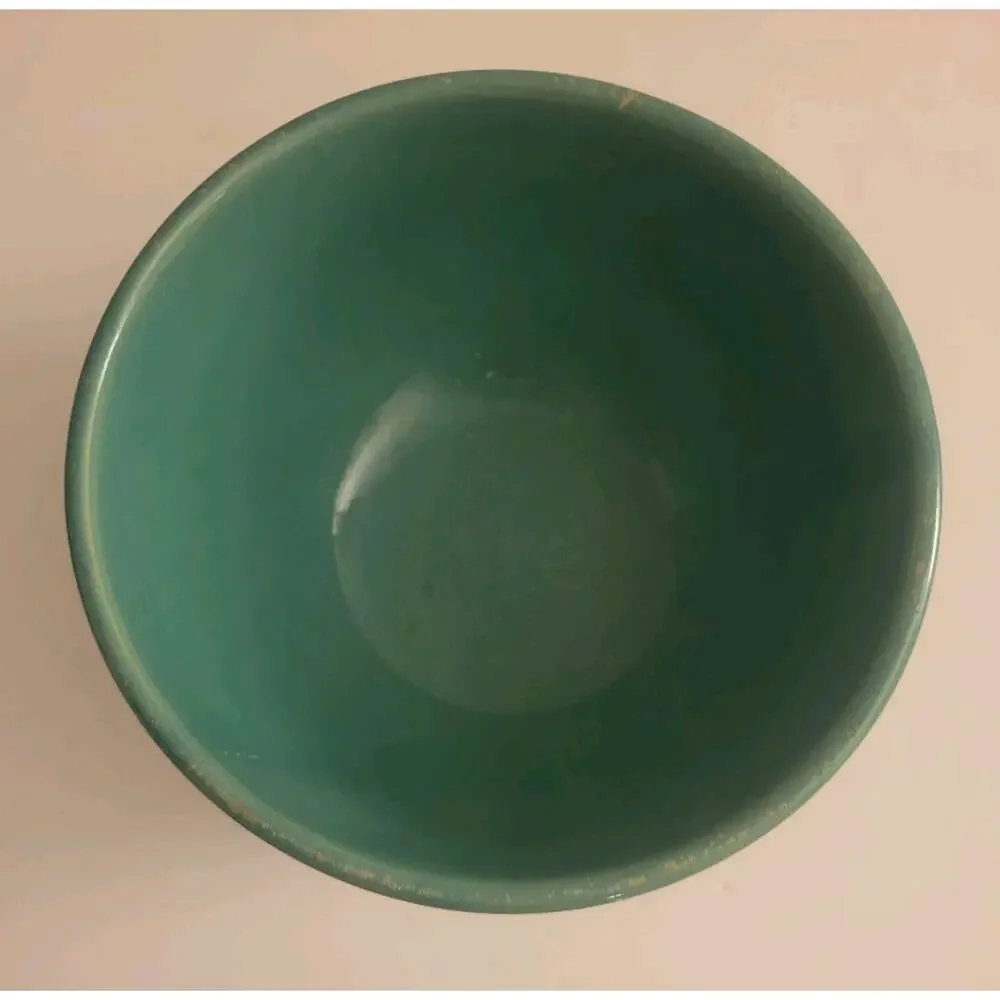 California Rainbow Pottery #24 Mixing Bowl Turquoise Ringware Cottagecore 7 inch
